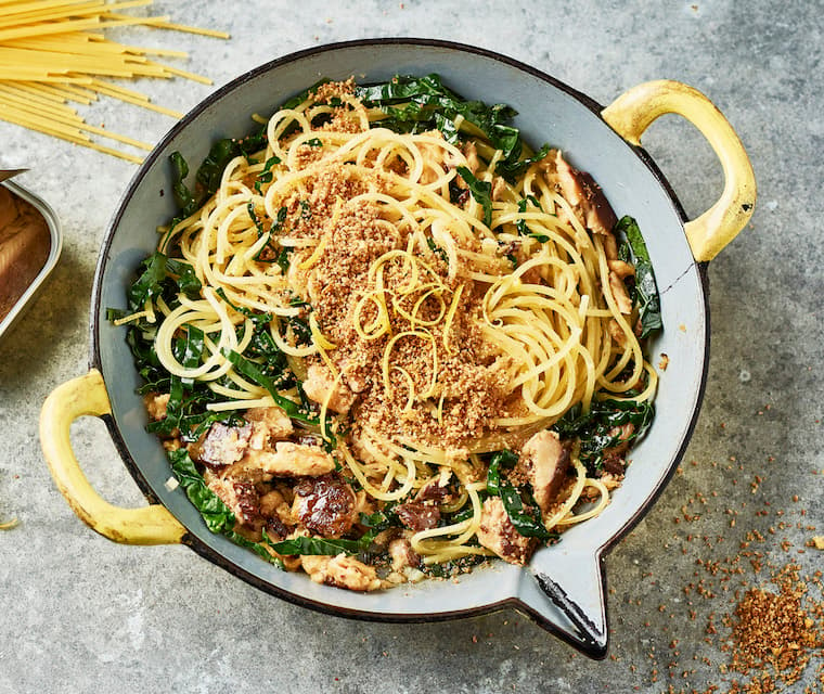 Spaghetti aux sardines & kale