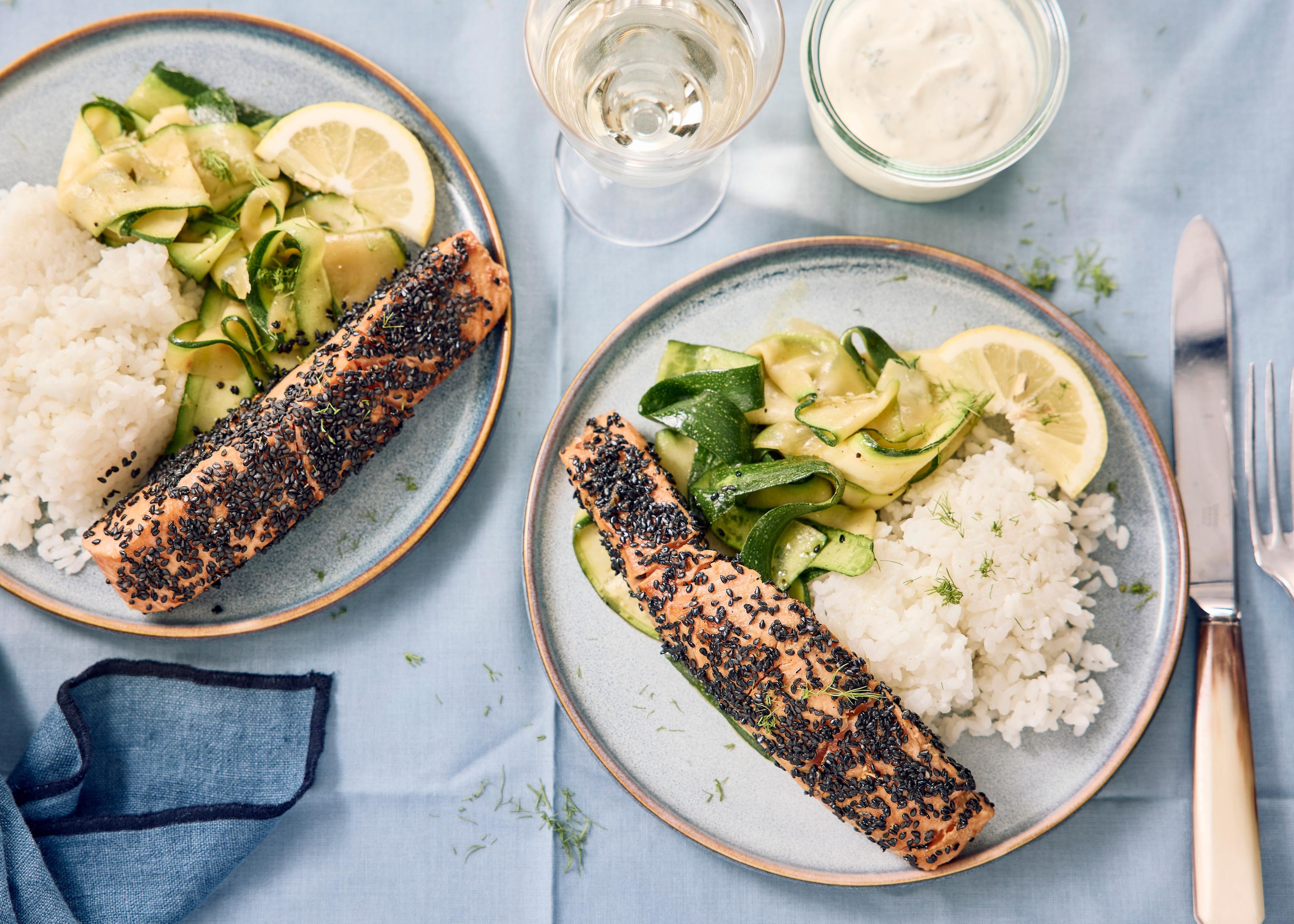 Acheter Tataki de saumon aux graines de sésame et courgettes