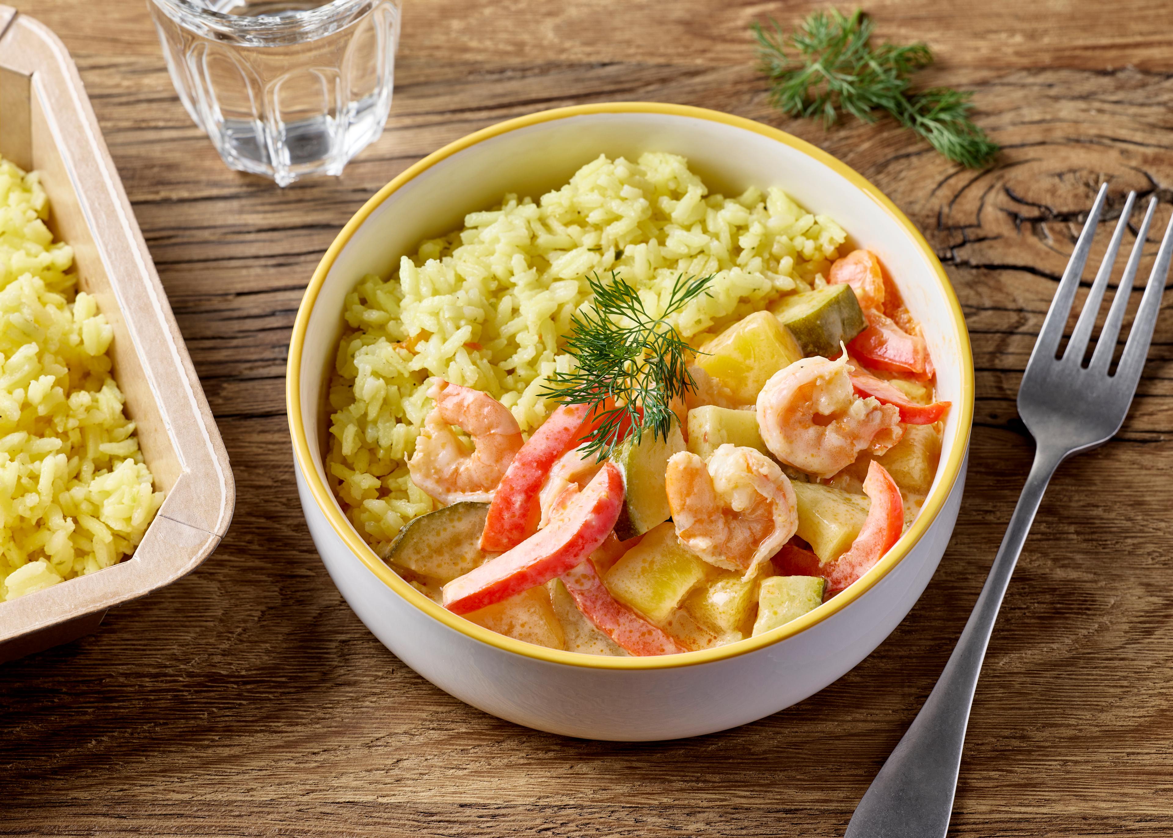Scampi curry rouge thaï (plat à réchauffer)