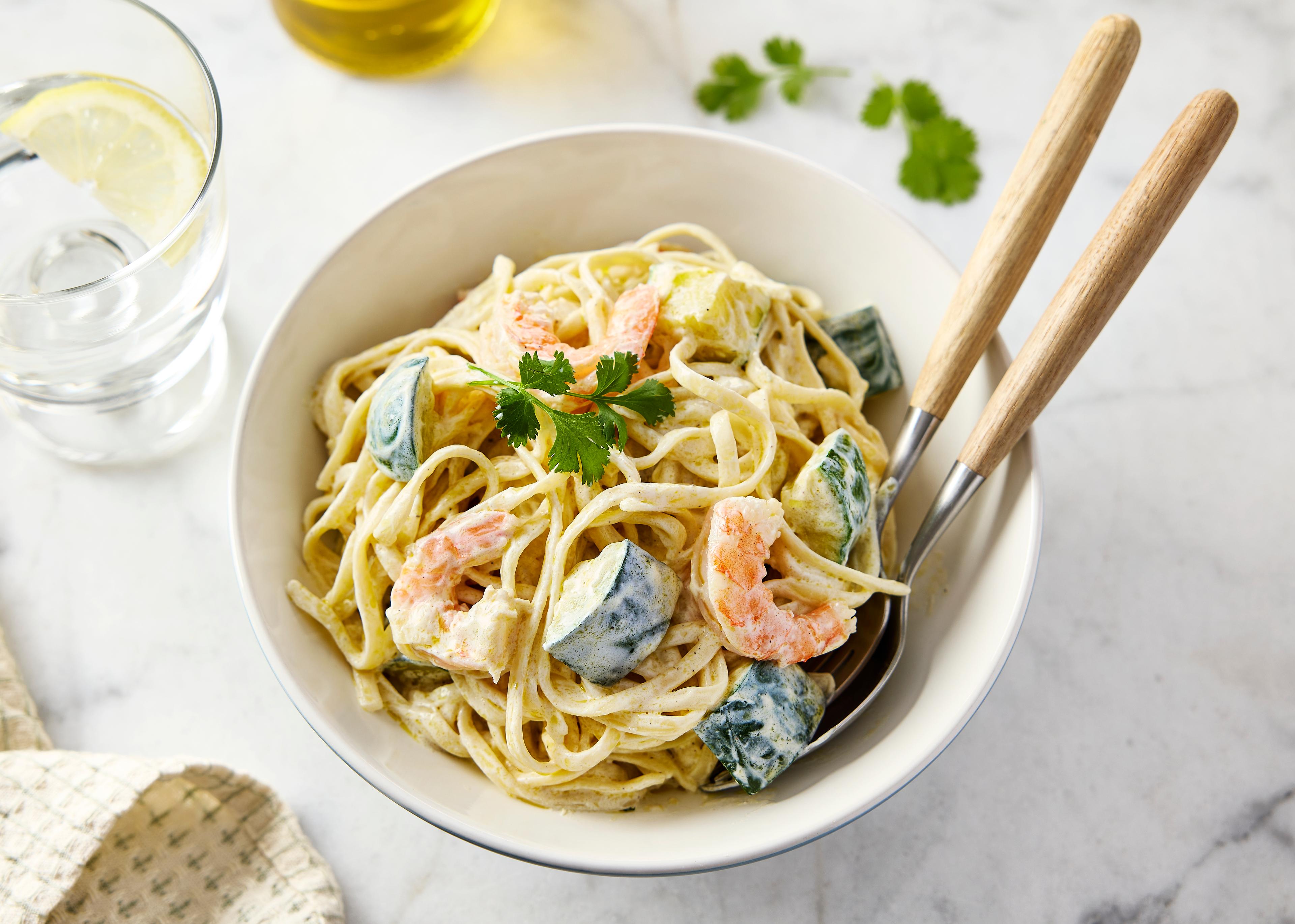 Linguine scampi vin blanc et courgette (plat à réchauffer)