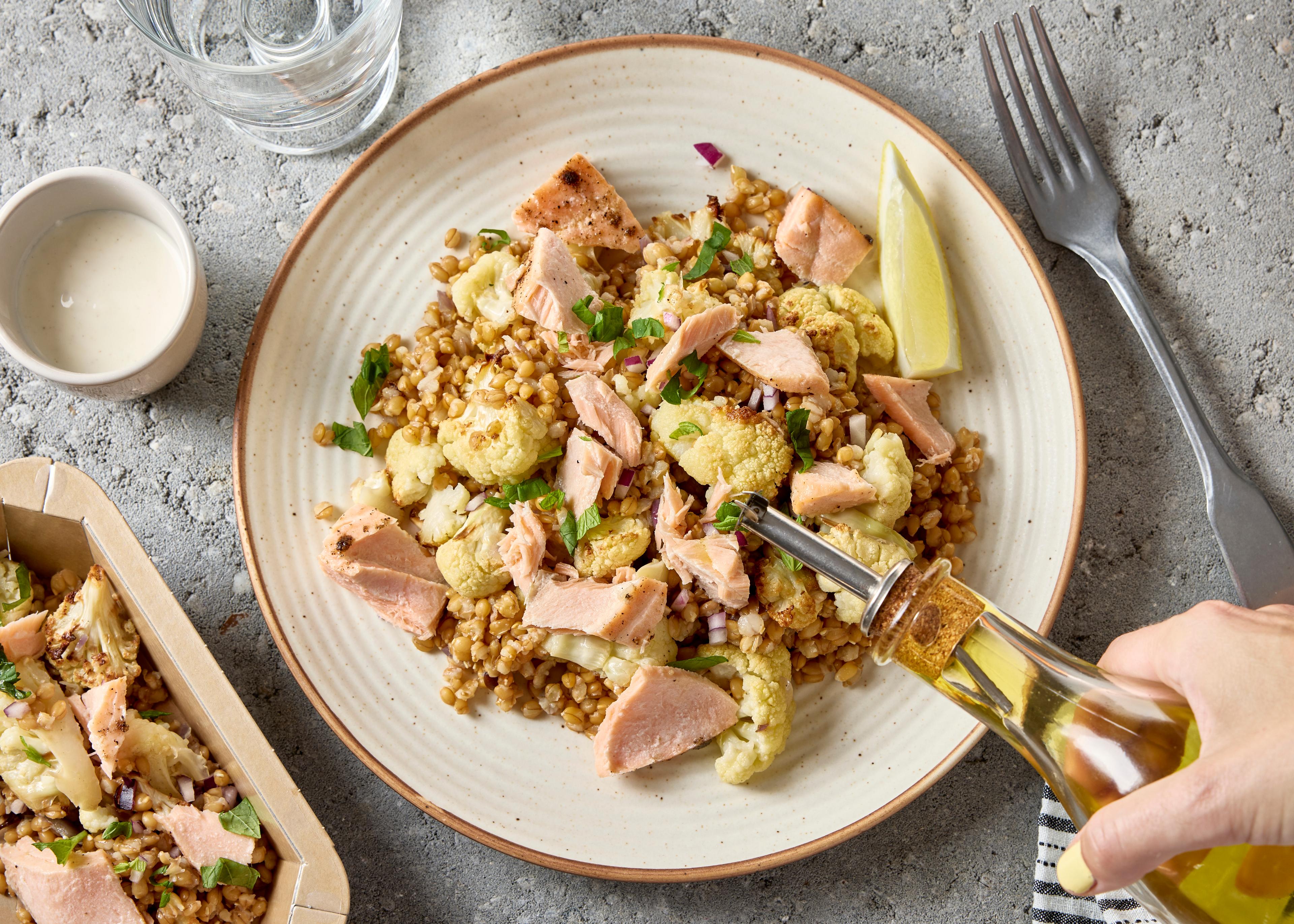 Salade de saumon et chou-fleur (plat à réchauffer)