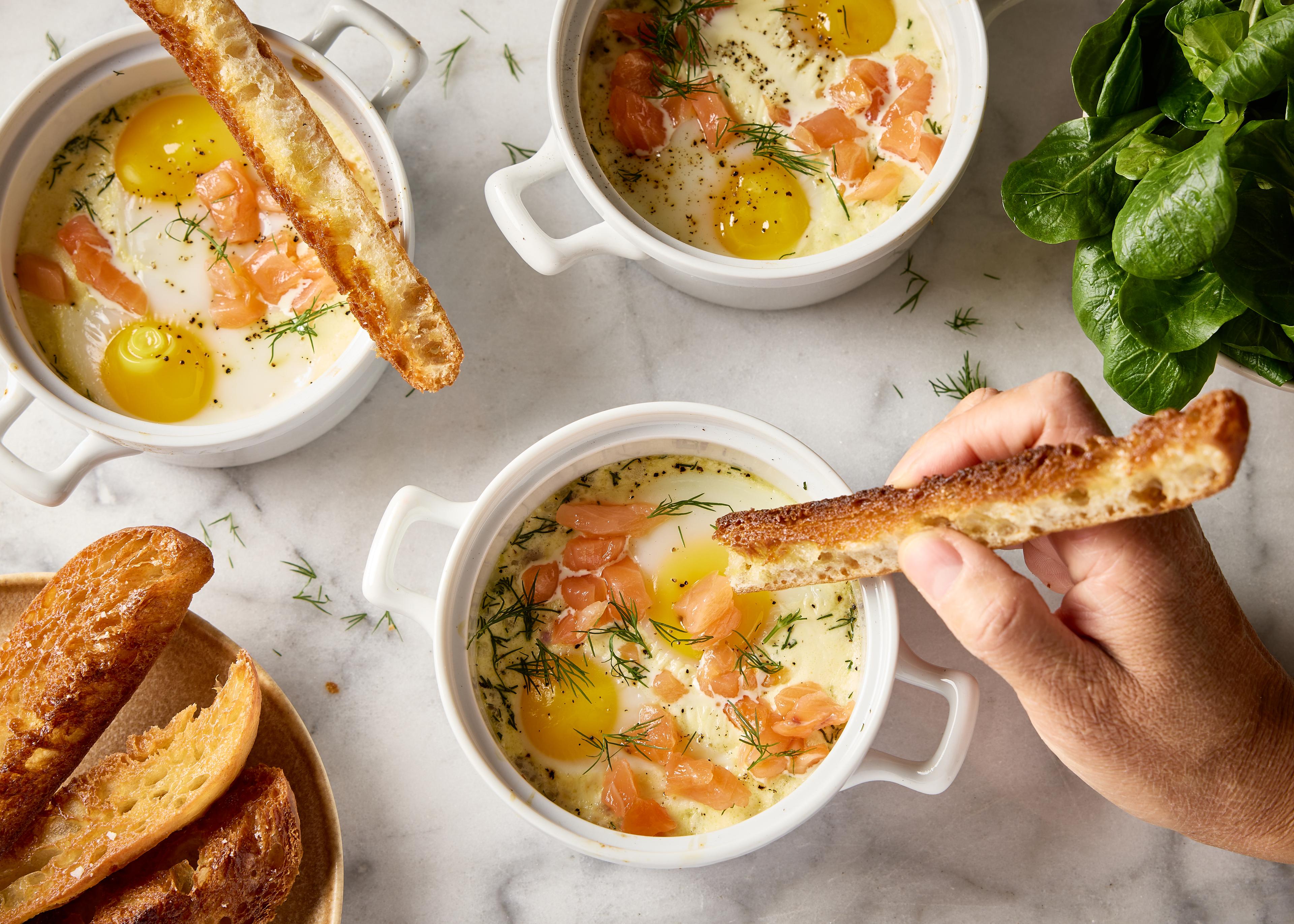 Oeufs cocottes au saumon fumé