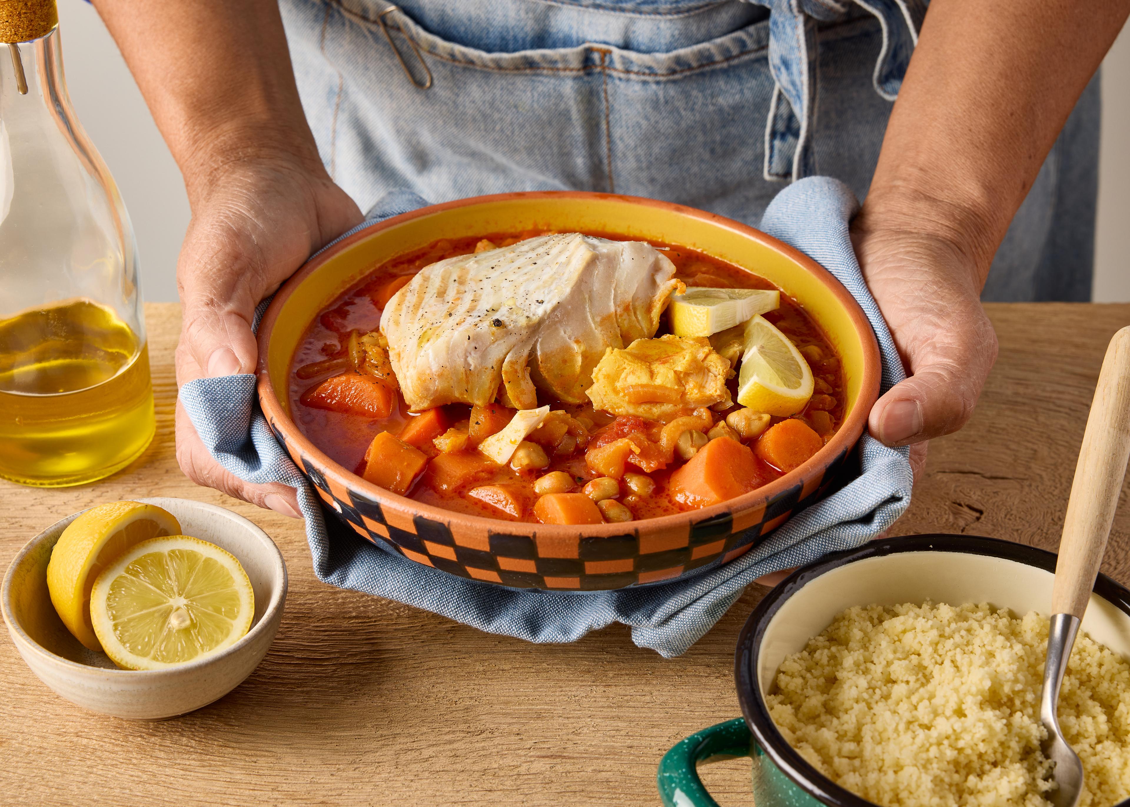 Tajine de poisson au citron confit maison