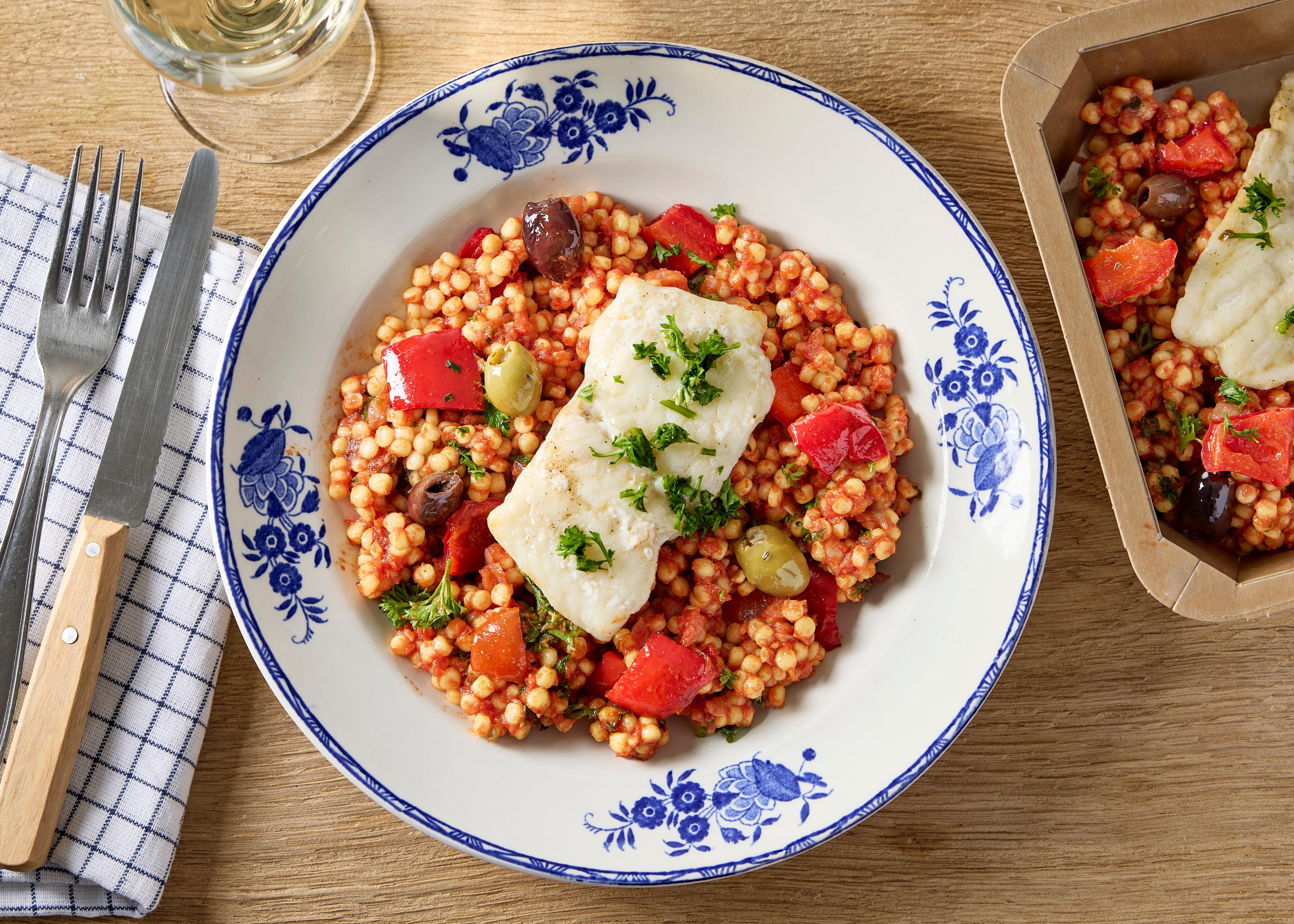 Cabillaud au couscous perlé provençal (plat à réchauffer)
