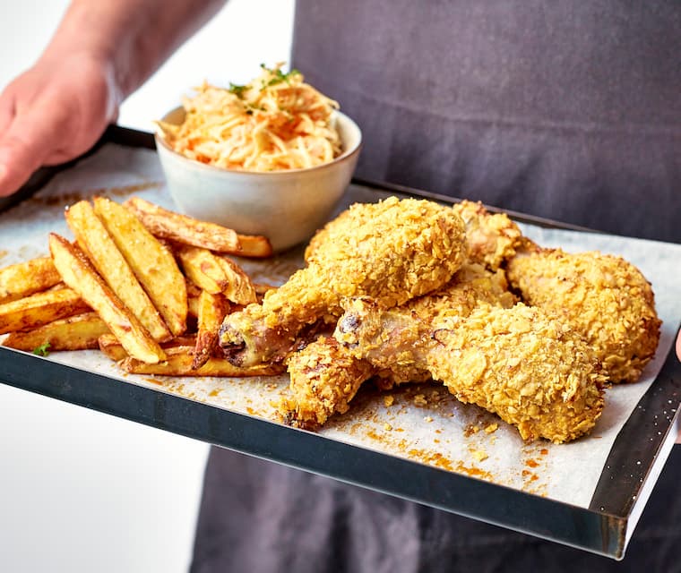 Kopen Pilons de poulet panés et frites