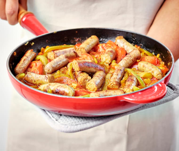Poêlée de saucisses aux poivrons