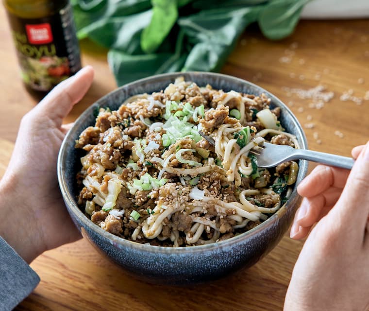 Acheter Nouilles udon au poulet, sésame et pakshoi