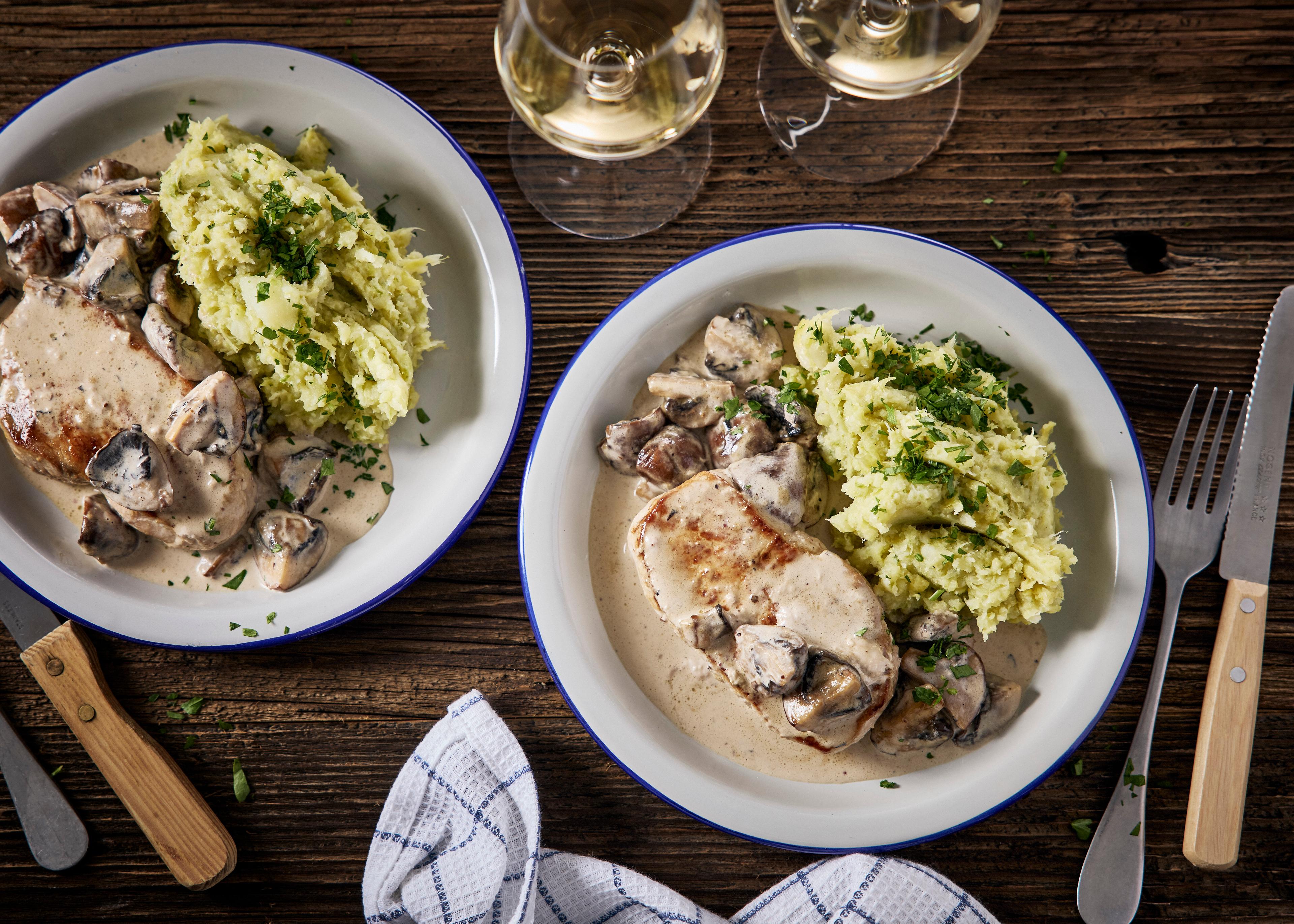 Mignonette de porc sauce aux champignons et purée