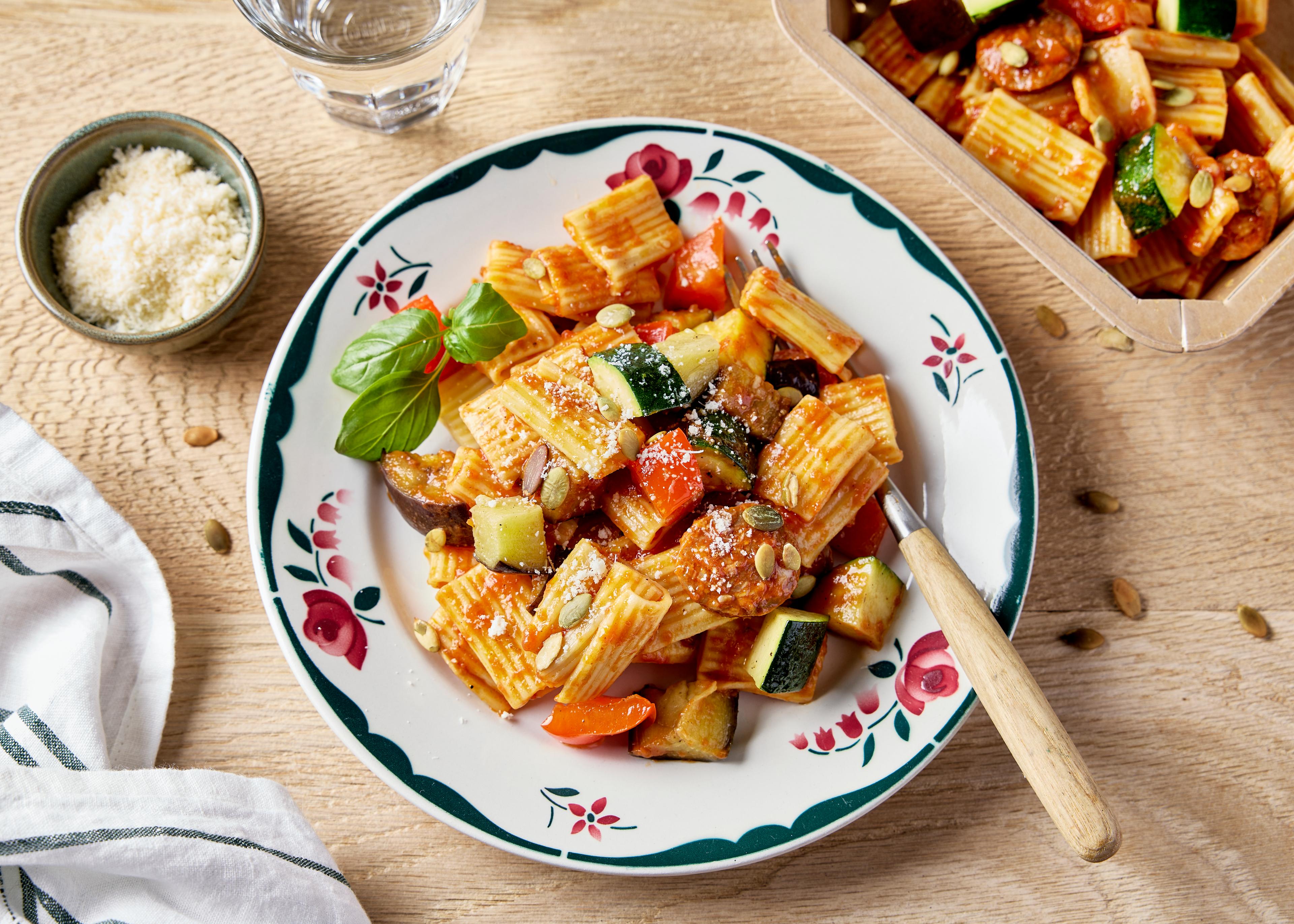 Rigatoni légumes grillés et chorizo (plat à réchauffer)