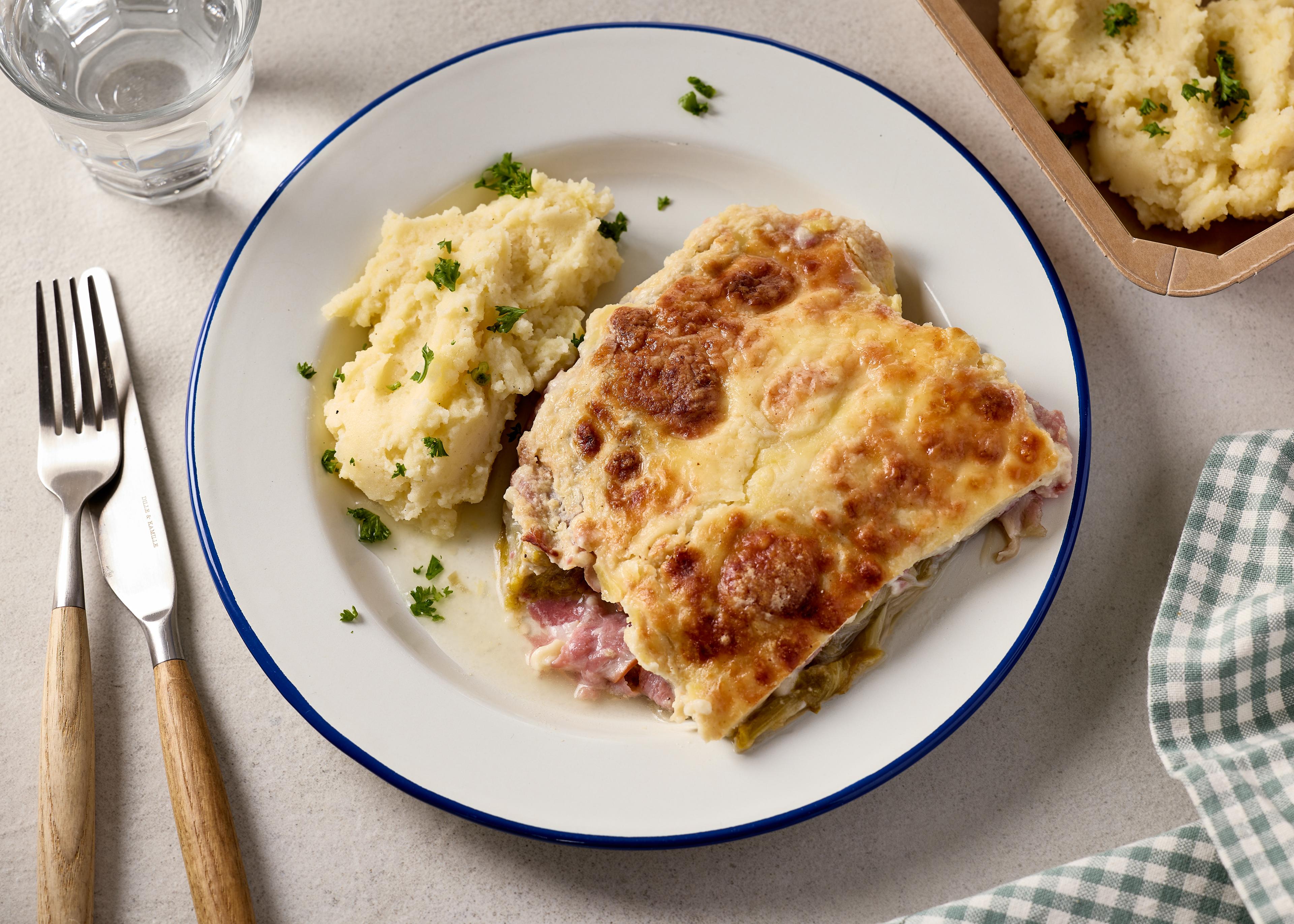 Chicons au gratin et purée maison (plat à réchauffer)