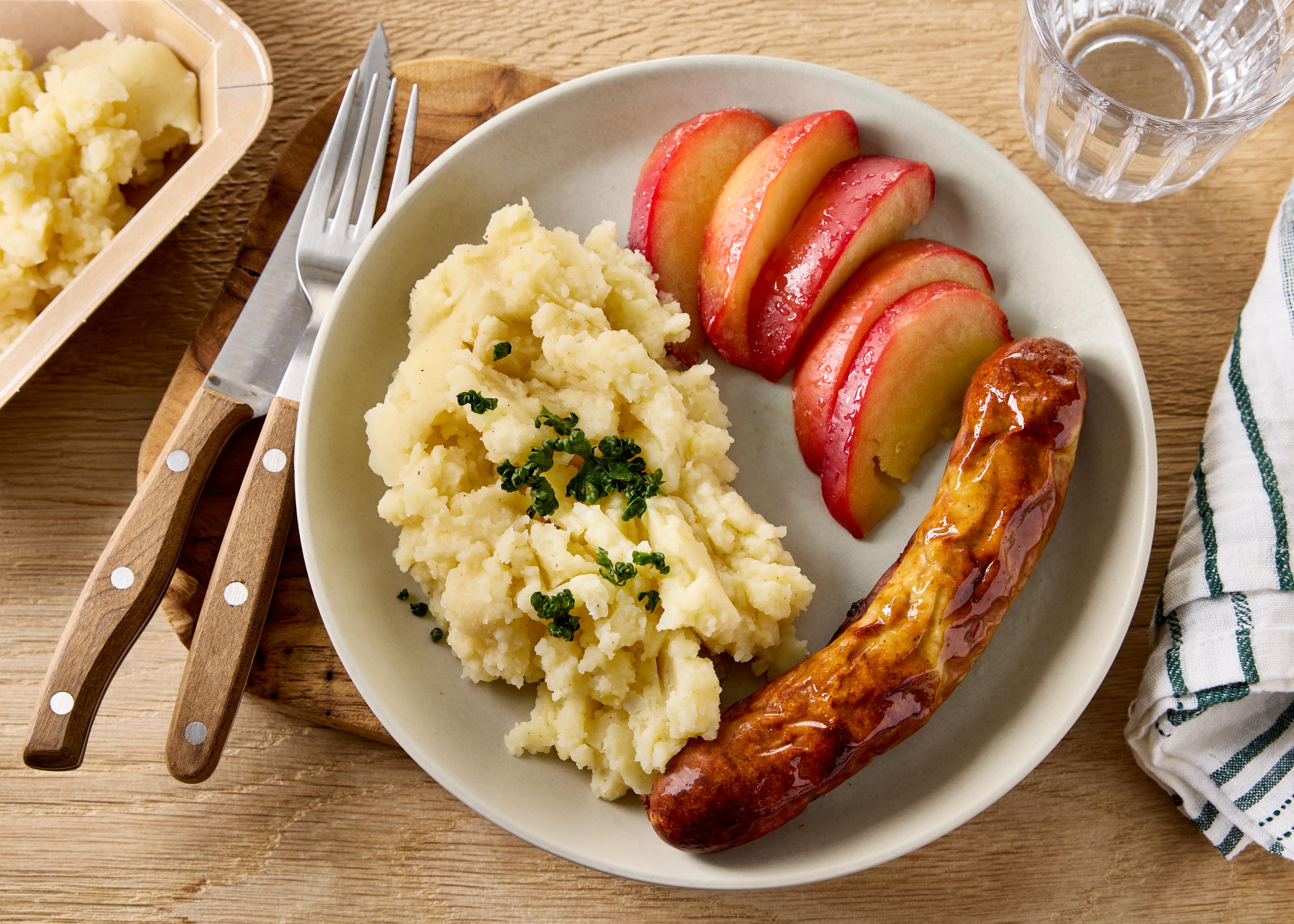 Boudin blanc et pommes roties (plat à réchauffer)