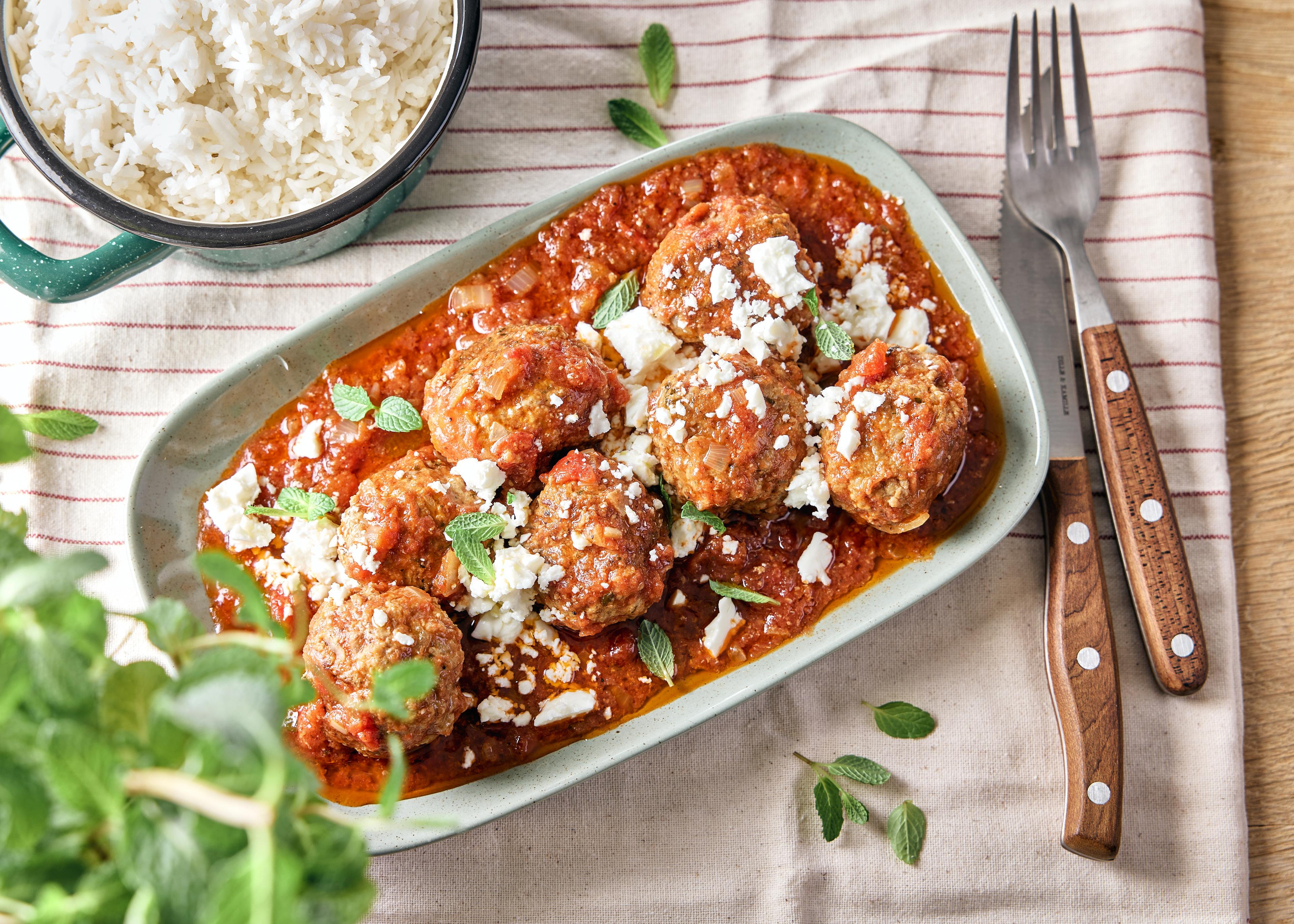 Boulettes à la tomate épicée et cacioricotta