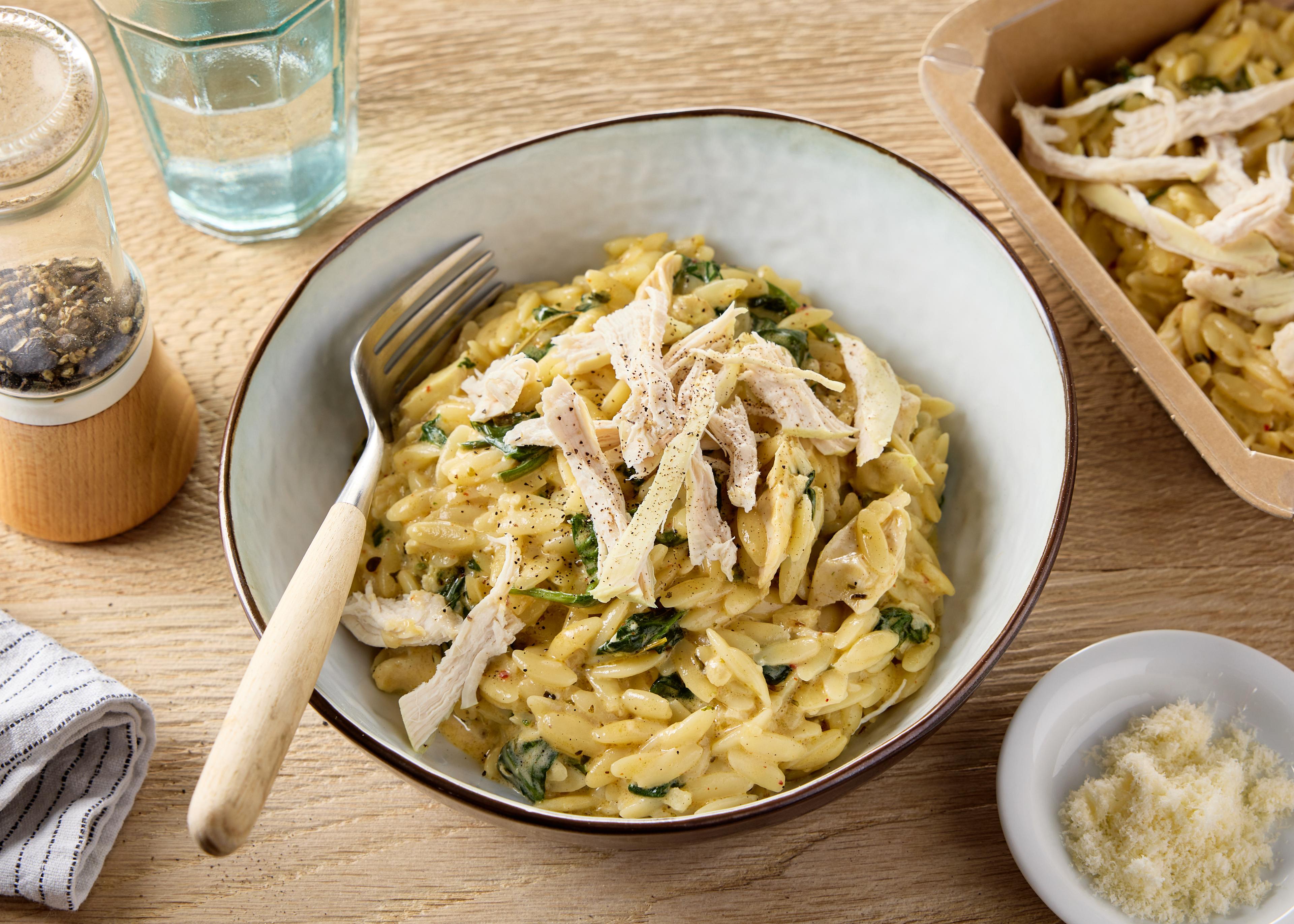 Orzo crémeux au poulet et citron (plat à réchauffer)