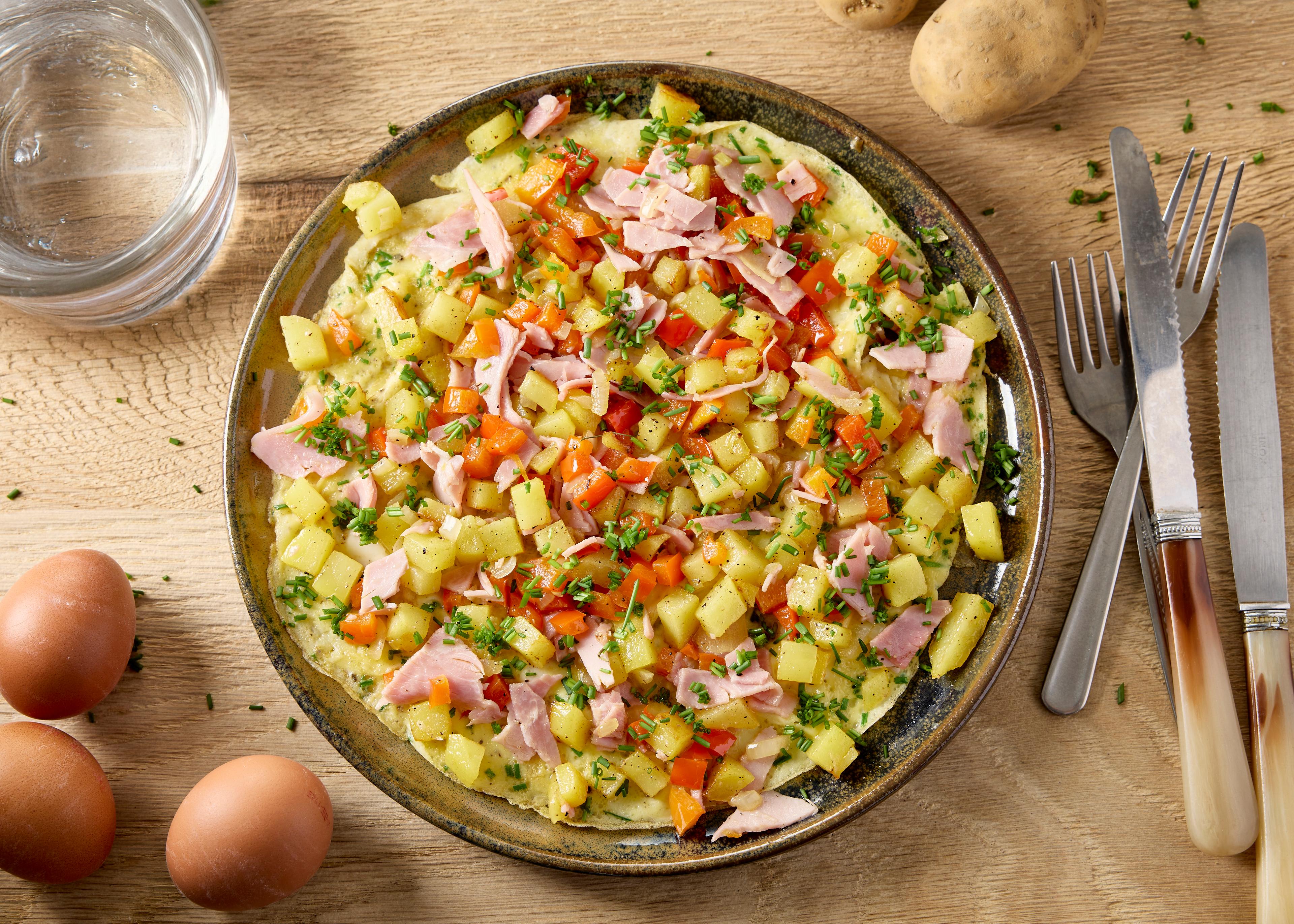 Omelette paysanne au jambon
