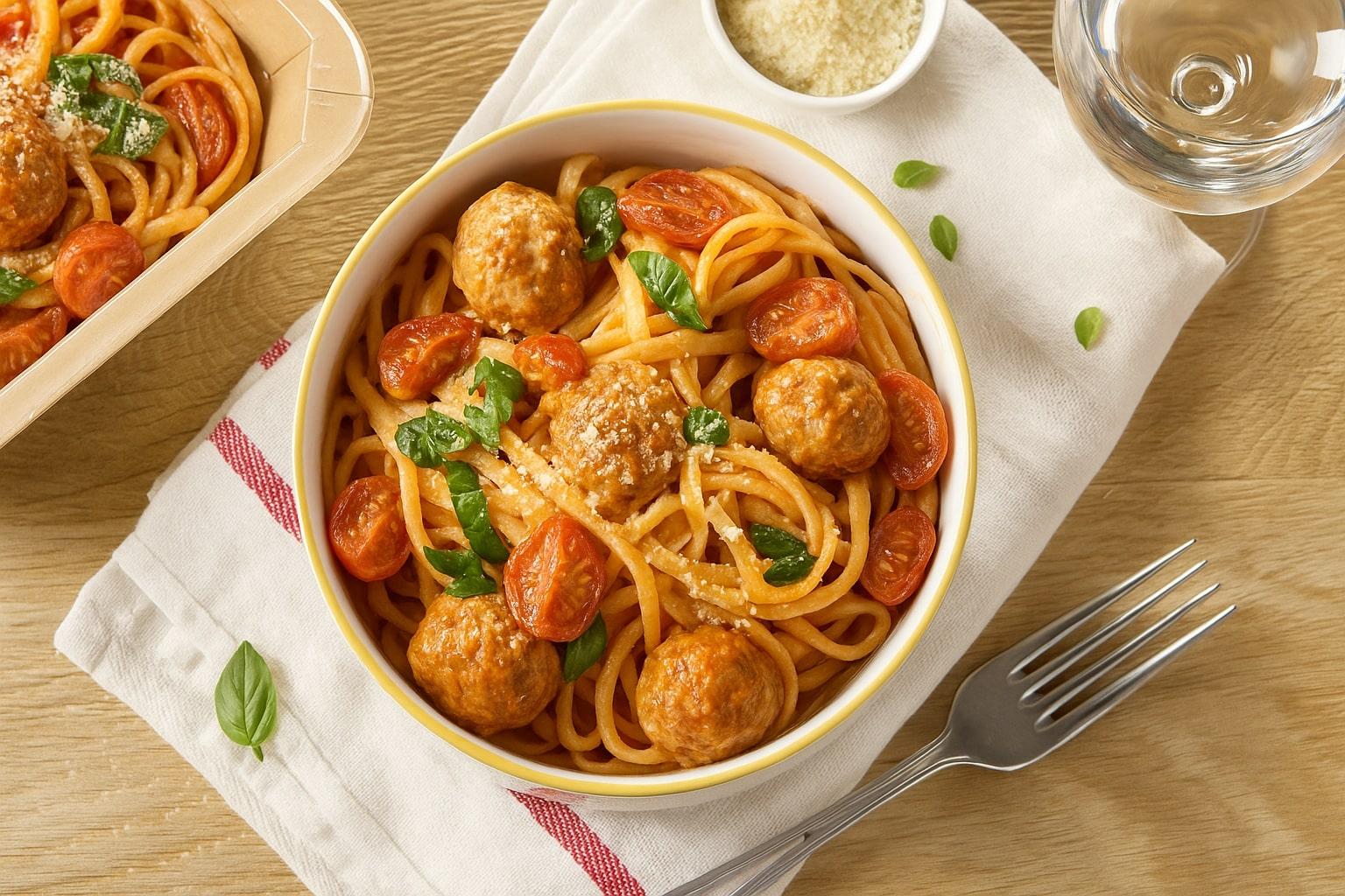 Spaghetti boulettes tomates et mascarpone (plat à réchauffer)