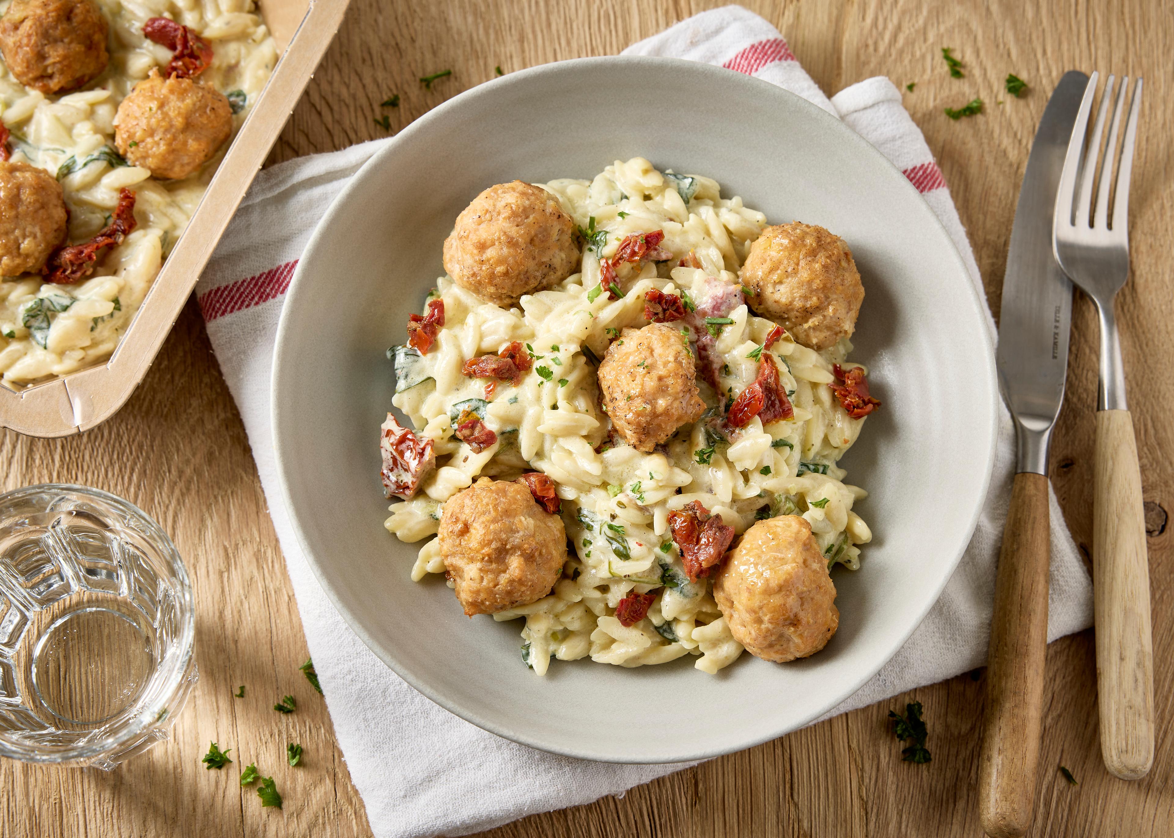 Orzo crémeux boulette de volaille (plat à réchauffer)
