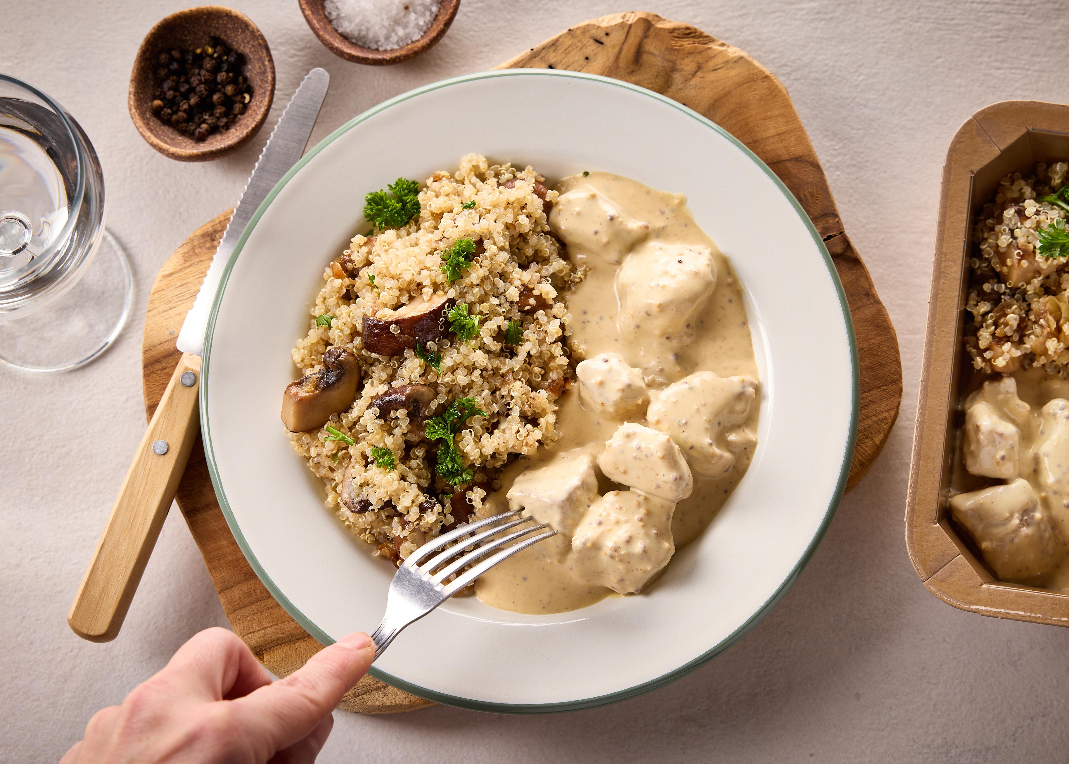 Sauté de porc sauce moutarde & quinoa (plat à réchauffer)