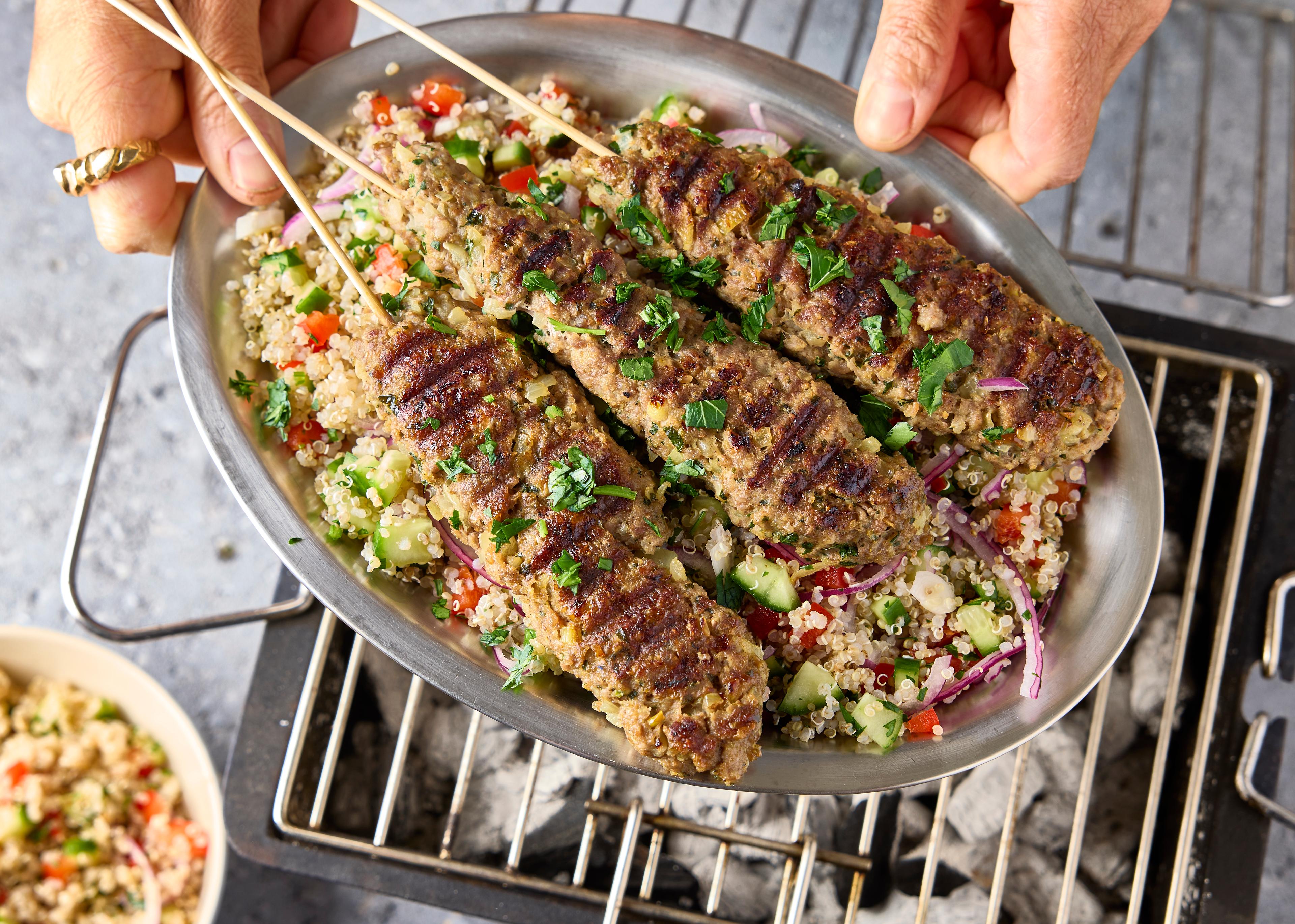 Brochettes grillées façon kebab et taboulé